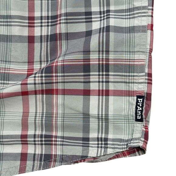 Prana Small Gray Plaid Short Sleeve Button Up Men's‎ Hiking Shirt - Picture 3 of 7